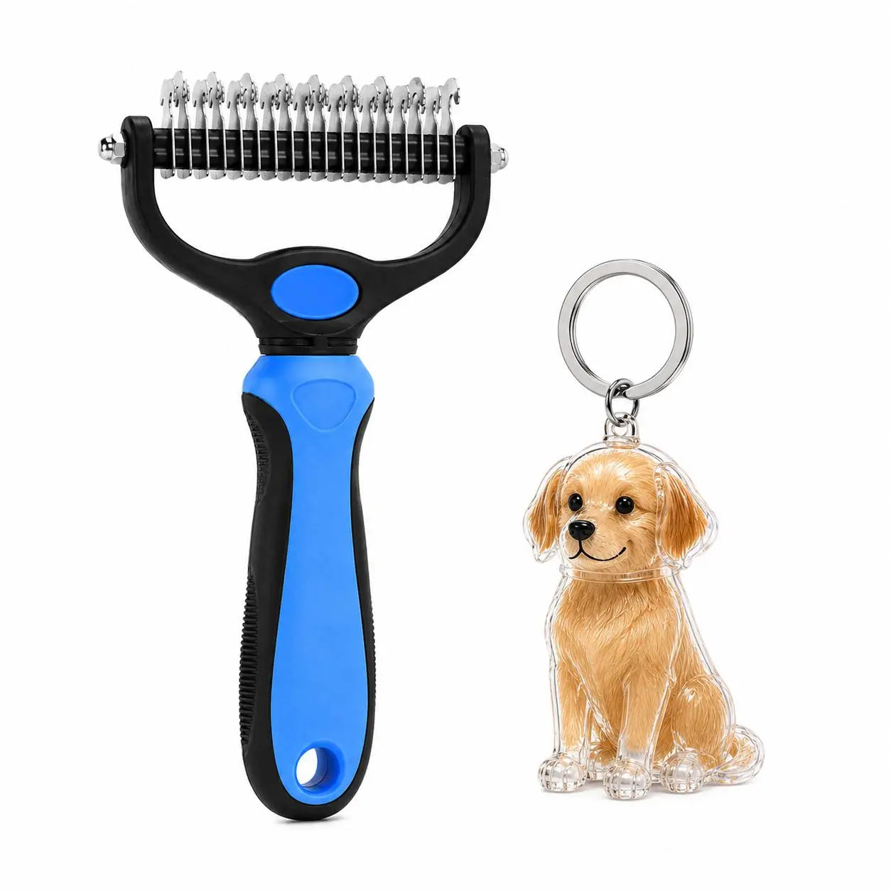 Pet Dematting Undercoat Rake — Double-Sided Deshedding Brush for Long-Haired Dogs & Cats | Pain-Free Tangle & Mat Remover | Reduces Shedding | For Huskies, Persians, Golden Retrievers & More
