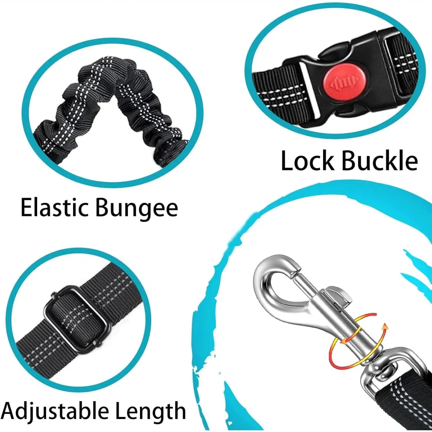 Adjustable Dog Car Seat Belt — Dual Fixing Design with Headrest Attachment & Seat Buckle | Shock-Absorbing, Heavy-Duty Metal Clip | For Small & Large Dogs | Safe & Comfortable Car Rides