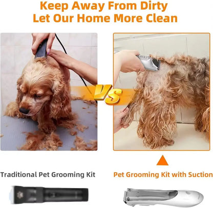 PetGroom 2-in-1 Vacuum Grooming Kit – Cordless Dog & Cat Hair Trimmer with Powerful Suction