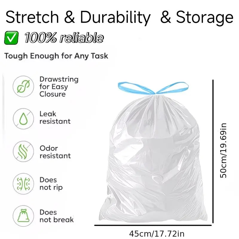 Pet Poop & Litter Bags — 10 Rolls, 4 Gallon Thick Drawstring Waste Bags | Leak-Proof, Large Capacity | For Cat Litter Box, Dog Waste & Home Cleaning