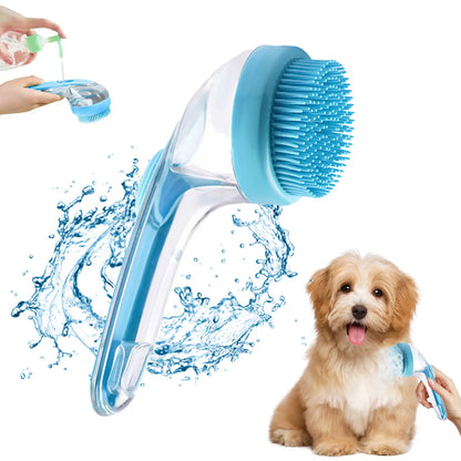 Pet Bath Brush with Built-In Shampoo Dispenser — Gentle Massage Grooming Tool for Dogs & Cats | Ergonomic Handle, Loose Fur Removal | For Long & Short Hair | Essential Bath Supply