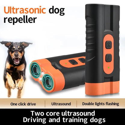 Rechargeable Dog Barking Deterrent — Ultrasonic Dual Emitter, 50ft Range | 25kHz Anti-Bark Control Tool | Indoor & Outdoor Use | Built-In Flashlight