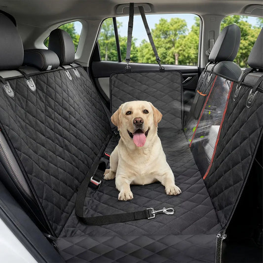 Dog Car Seat Cover Hammock — Waterproof, Scratch-Proof & Nonslip | Side Flaps, Mesh Window & Storage Pocket | Fits Sedans, SUVs & Trucks | Heavy-Duty 4-Layer Protection