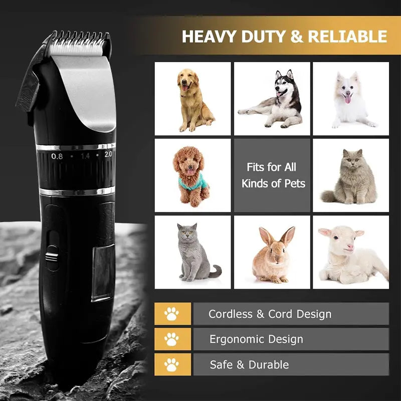 Tife Rechargeable Pet Grooming Clipper Kit – Quiet Cordless Waterproof Trimmer for Dogs & Cats with Thick Coats