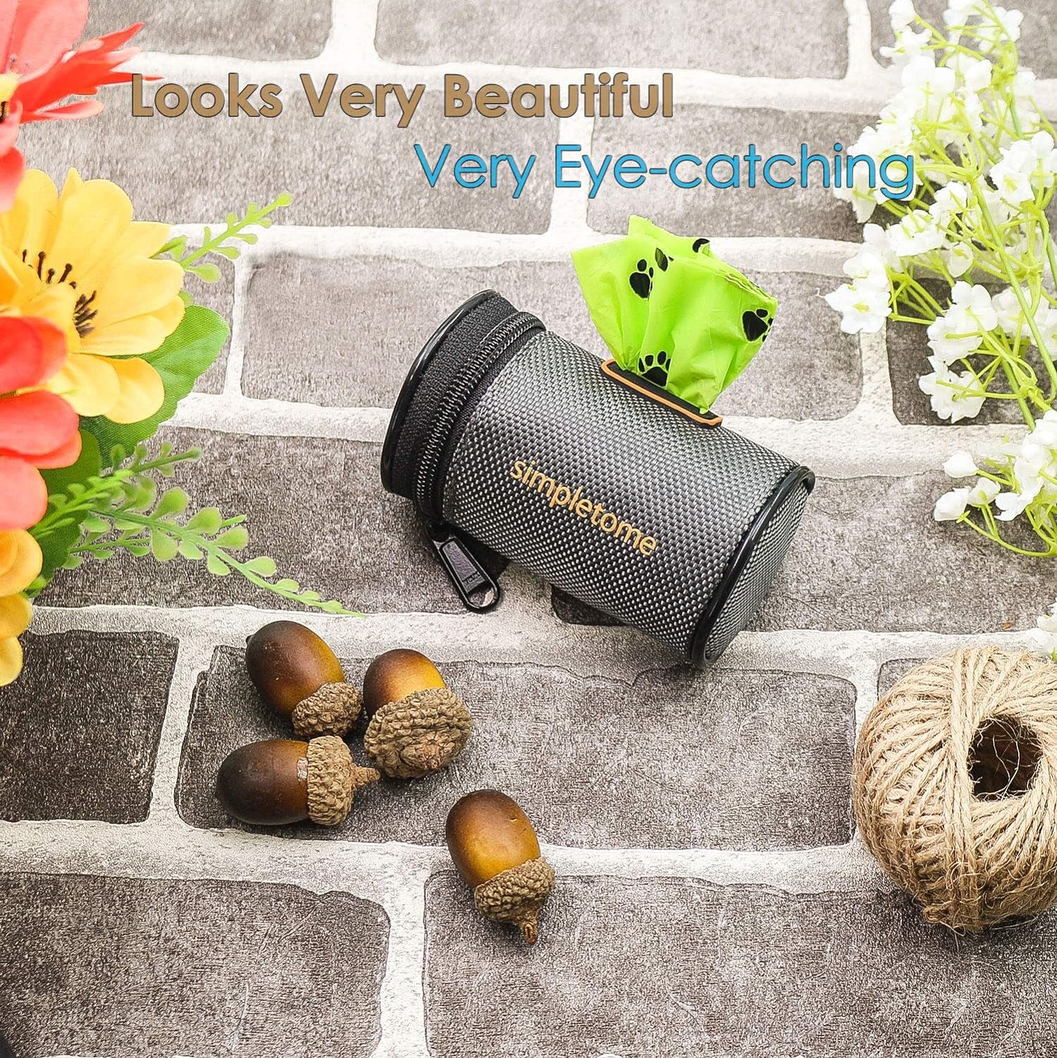 Dog Poop Bag Dispenser for Leash — 1680D Waterproof Oxford, YKK Zipper & 360° Rotating Hook | Silent, Anti-Bite & Reinforced | Includes 1 Free Roll | Grey