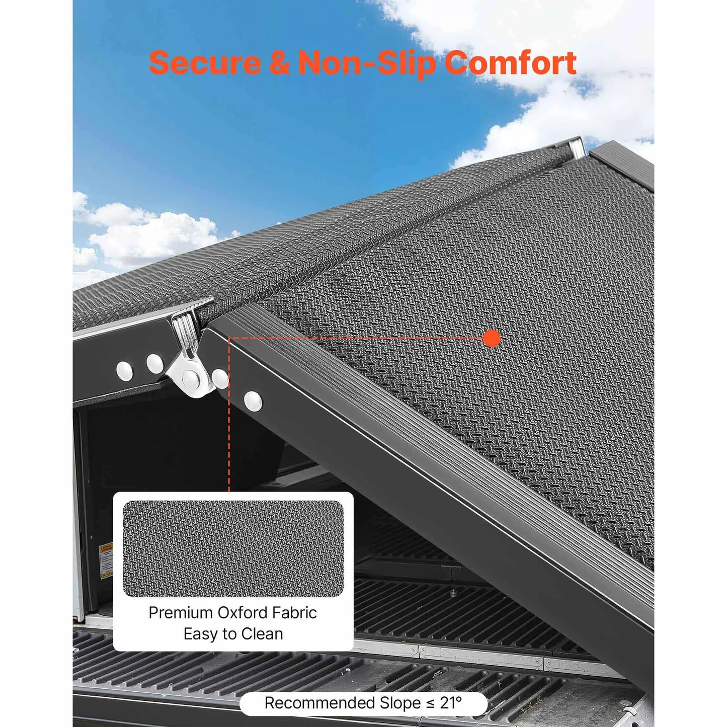 Vevor Folding Dog Ramp for Cars — 63" Aluminum Pet Ramp for SUVs & Trucks | 250 lbs Capacity | Non-Slip Surface | Portable, Quick-Fold Design for Medium & Large Dogs