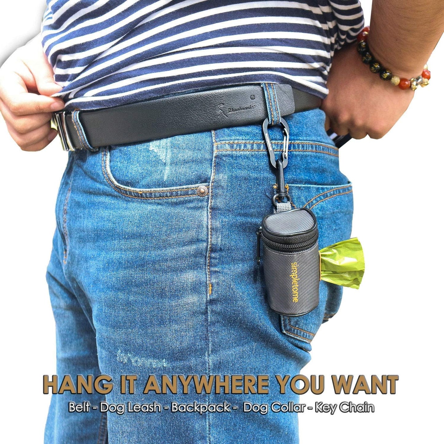 Dog Poop Bag Dispenser for Leash — 1680D Waterproof Oxford, YKK Zipper & 360° Rotating Hook | Silent, Anti-Bite & Reinforced | Includes 1 Free Roll | Grey