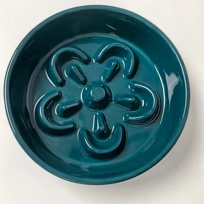 Ceramic Slow Feeder Bowl for Dogs & Cats — Flower Pattern, Anti-Slip Base | Prevents Bloat & Vomiting | 16cm Wide Opening | Multiple Colors