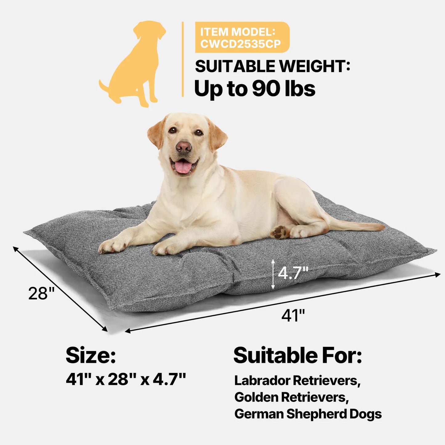 Veehoo Indestructible Dog Bed for Crates — Chew-Proof, Reinforced Corners | High-Loft Padding | Washable Pet Mat for Large Dogs | 4 Sizes