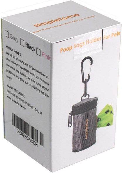 Dog Poop Bag Dispenser for Leash — 1680D Waterproof Oxford, YKK Zipper & 360° Rotating Hook | Silent, Anti-Bite & Reinforced | Includes 1 Free Roll | Grey