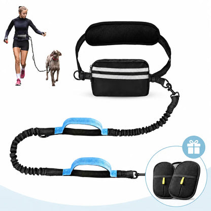 Pipidodo Hands-Free Dual Dog Leash — Walk Two Dogs at Once with Waist Bag & Cushioned Pad | Tangle-Free, Shock-Absorbing | Adjustable Waist Belt for Walking, Running & Hiking