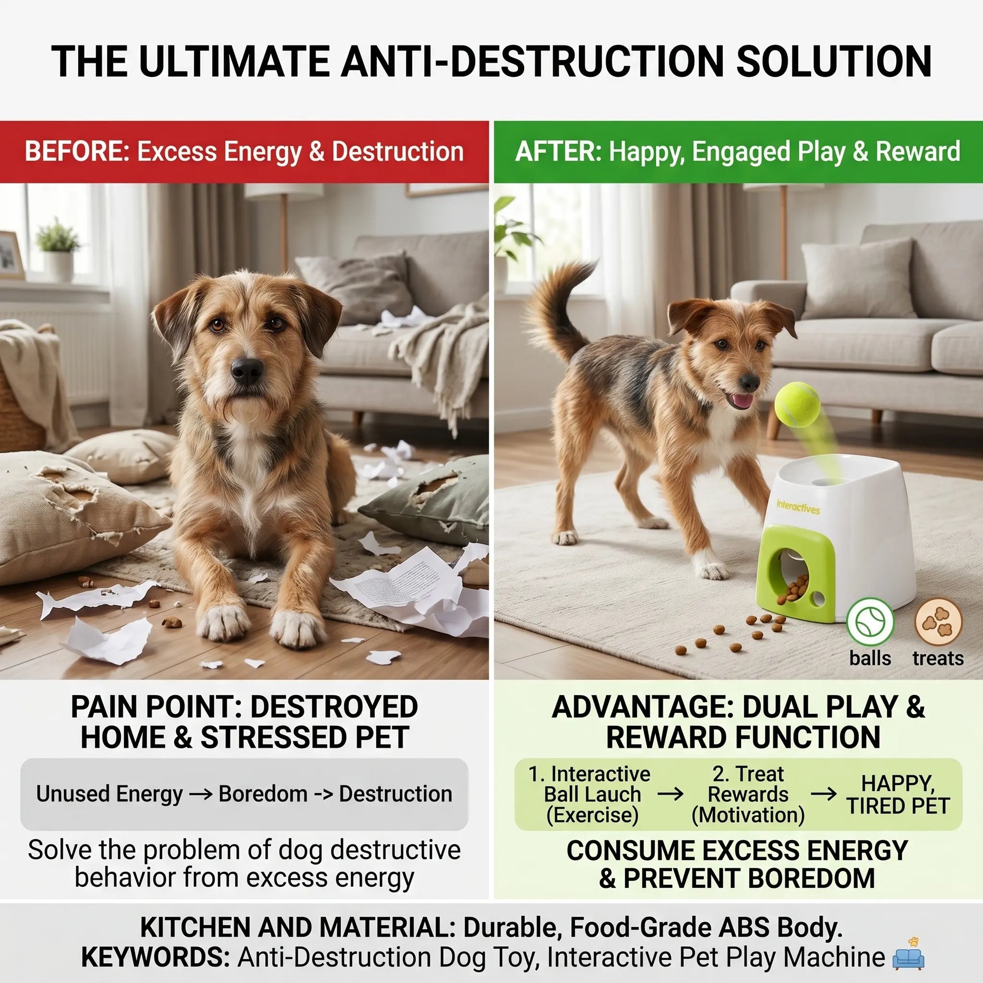Interactive Automatic Tennis Ball Launcher for Dogs – Treat Reward Training Toy for Small & Medium Breeds