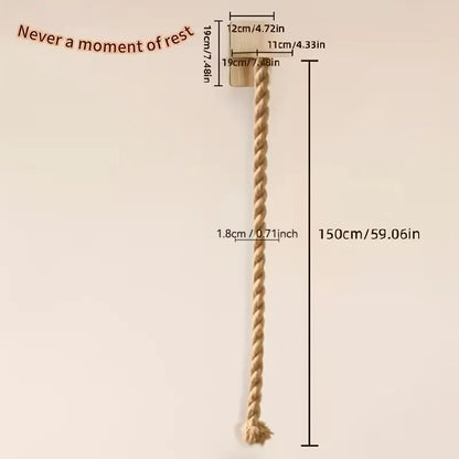 Vertical Cat Climbing Frame — Natural Hemp Rope Scratching Post | Wall-Mounted, Space-Saving Design | Indoor Cat Exercise & Activity Toy | Wall Hook Included