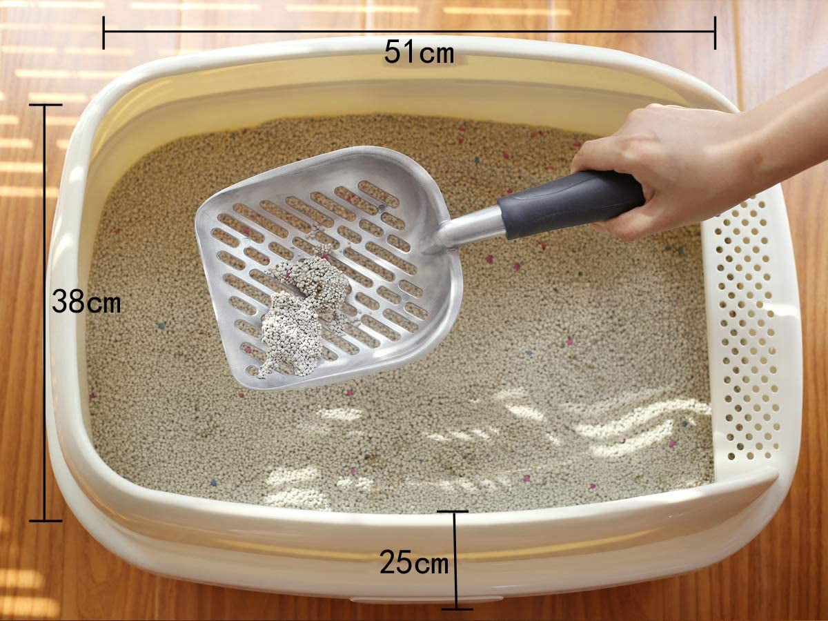 Vivaglory Metal Cat Litter Scoop — Heavy-Duty Solid Aluminum, Jumbo Size | Deep Shovel, 0.2" Sifting Slots & Ergonomic Rubber Handle | Easy Clean, Rust-Proof | Navy Blue