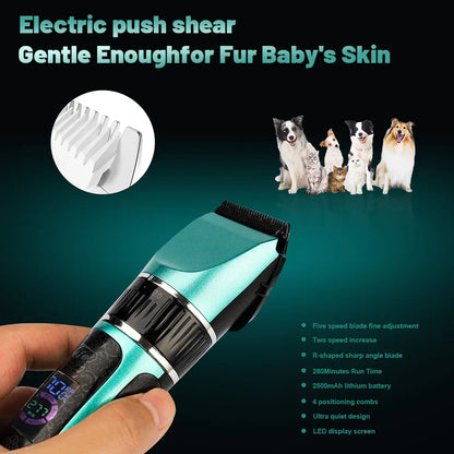 Tife Rechargeable Pet Grooming Clipper Kit – Quiet Cordless Waterproof Trimmer for Dogs & Cats with Thick Coats