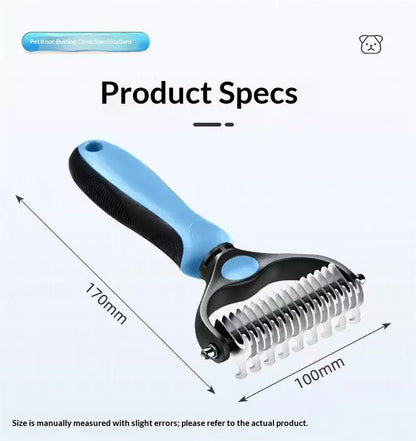 Pet Dematting Undercoat Rake — Double-Sided Deshedding Brush for Long-Haired Dogs & Cats | Pain-Free Tangle & Mat Remover | Reduces Shedding | For Huskies, Persians, Golden Retrievers & More