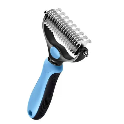 Pet Dematting Undercoat Rake — Double-Sided Deshedding Brush for Long-Haired Dogs & Cats | Pain-Free Tangle & Mat Remover | Reduces Shedding | For Huskies, Persians, Golden Retrievers & More