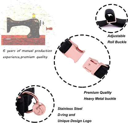 Hemp Cotton Dog Collar with Removable Bow — Natural, Breathable & Durable | Quick-Release Metal Buckle & D-Ring | Adjustable for Small, Medium & Large Dogs | Black
