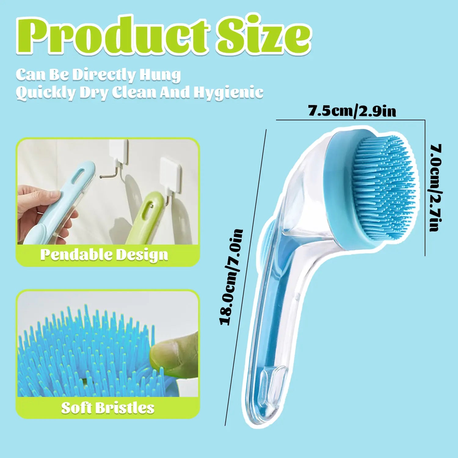 Pet Bath Brush with Built-In Shampoo Dispenser — Gentle Massage Grooming Tool for Dogs & Cats | Ergonomic Handle, Loose Fur Removal | For Long & Short Hair | Essential Bath Supply