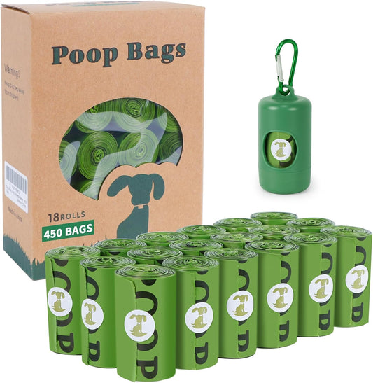 Biodegradable Scented Dog Poop Bags — 450 Count, 18 Rolls | Leak-Proof, Extra-Thick 9x13" Bags | Dispenser Included | Degrades in 12–18 Months | All Breeds & Sizes