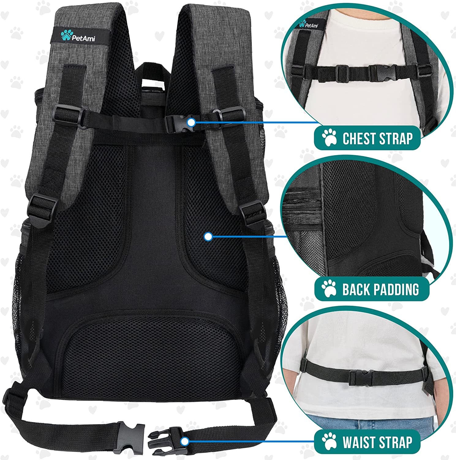 Dog & Cat Backpack Carrier — Airline Approved, 4-Way Entry, Ventilated Mesh | Fits Pets up to 18 lbs | Collapsible, Sherpa Cushion & Safety Leash Clip | Hiking & Travel | Charcoal Gray