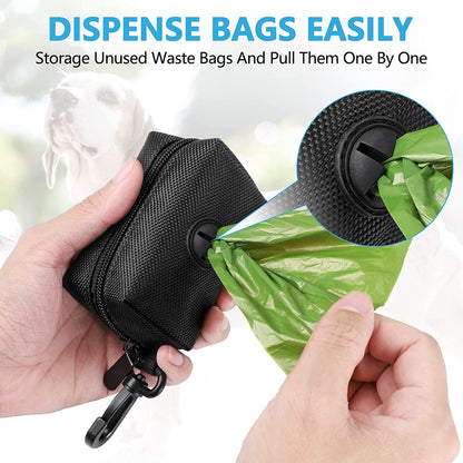 Dog Poop Bag Dispenser & Carrier Set — 2 Pack, Purple & Black | Soft Oxford Fabric, Leash Attachment | Hands-Free Walking Set with Waste Bag Holder | Fits Any Leash or Harness