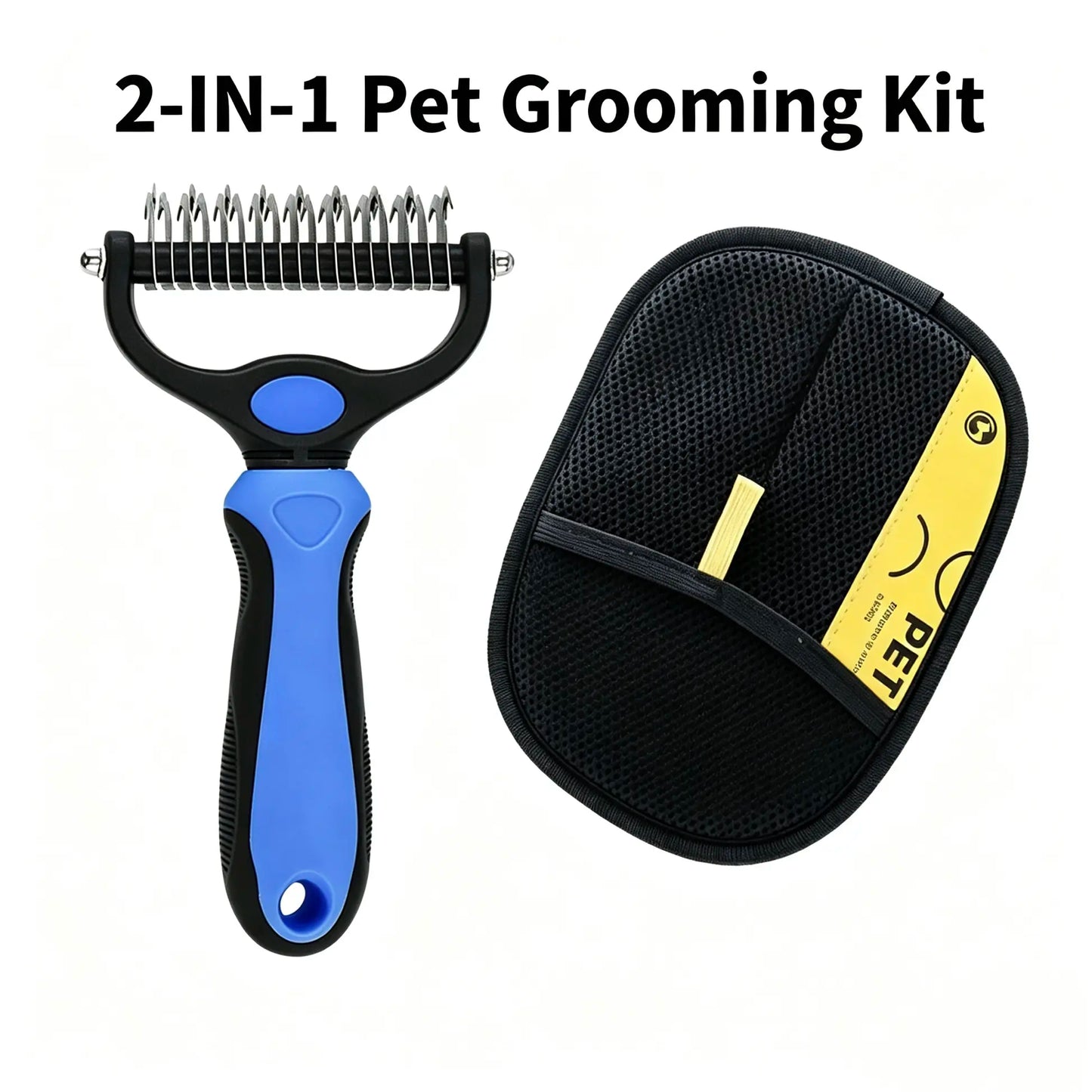 Pet Dematting Undercoat Rake — Double-Sided Deshedding Brush for Long-Haired Dogs & Cats | Pain-Free Tangle & Mat Remover | Reduces Shedding | For Huskies, Persians, Golden Retrievers & More