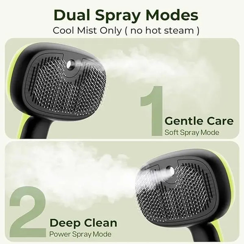 Pecute Cat Steam Brush — Self-Cleaning Grooming Brush with 2 Water Spray Modes & Large Capacity Tank | Reduces Shedding, Massages & Conditions Coat | Cool Mist | For Cats & Dogs