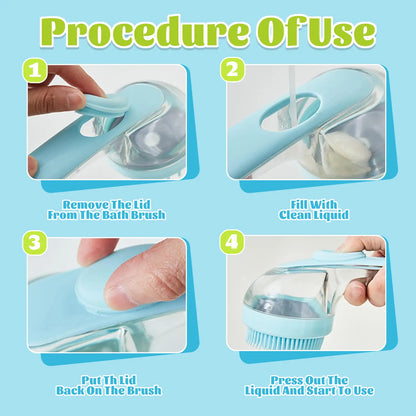 Pet Bath Brush with Built-In Shampoo Dispenser — Gentle Massage Grooming Tool for Dogs & Cats | Ergonomic Handle, Loose Fur Removal | For Long & Short Hair | Essential Bath Supply