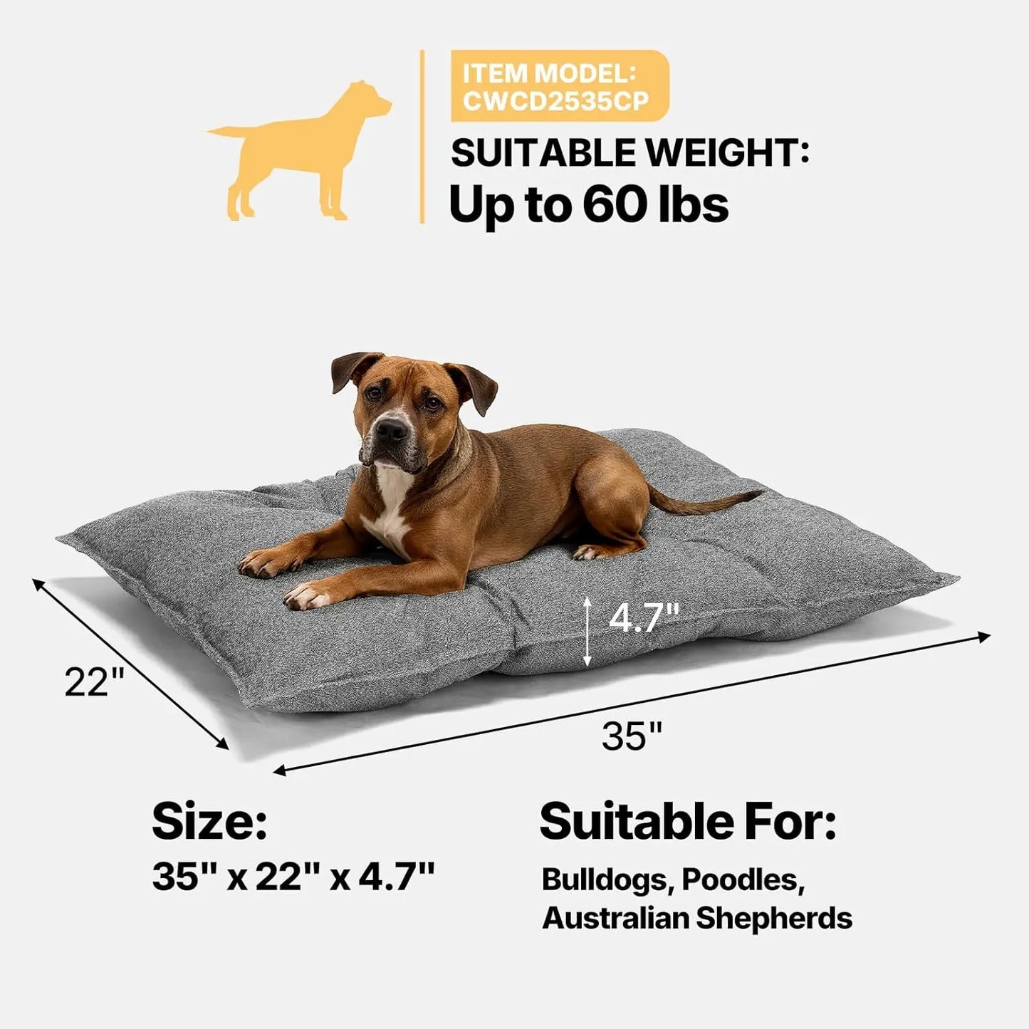 Veehoo Indestructible Dog Bed for Crates — Chew-Proof, Reinforced Corners | High-Loft Padding | Washable Pet Mat for Large Dogs | 4 Sizes
