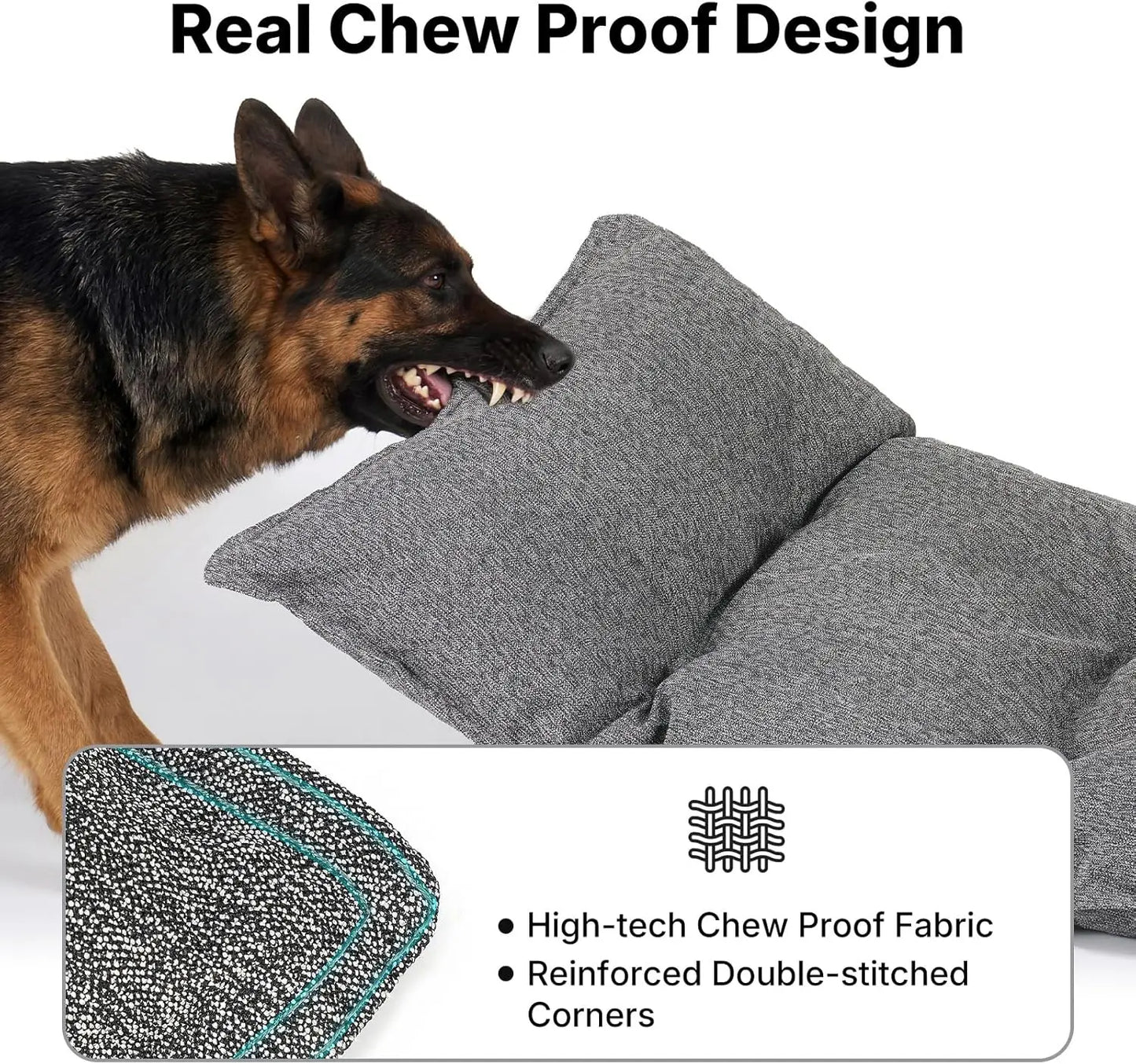 Veehoo Indestructible Dog Bed for Crates — Chew-Proof, Reinforced Corners | High-Loft Padding | Washable Pet Mat for Large Dogs | 4 Sizes