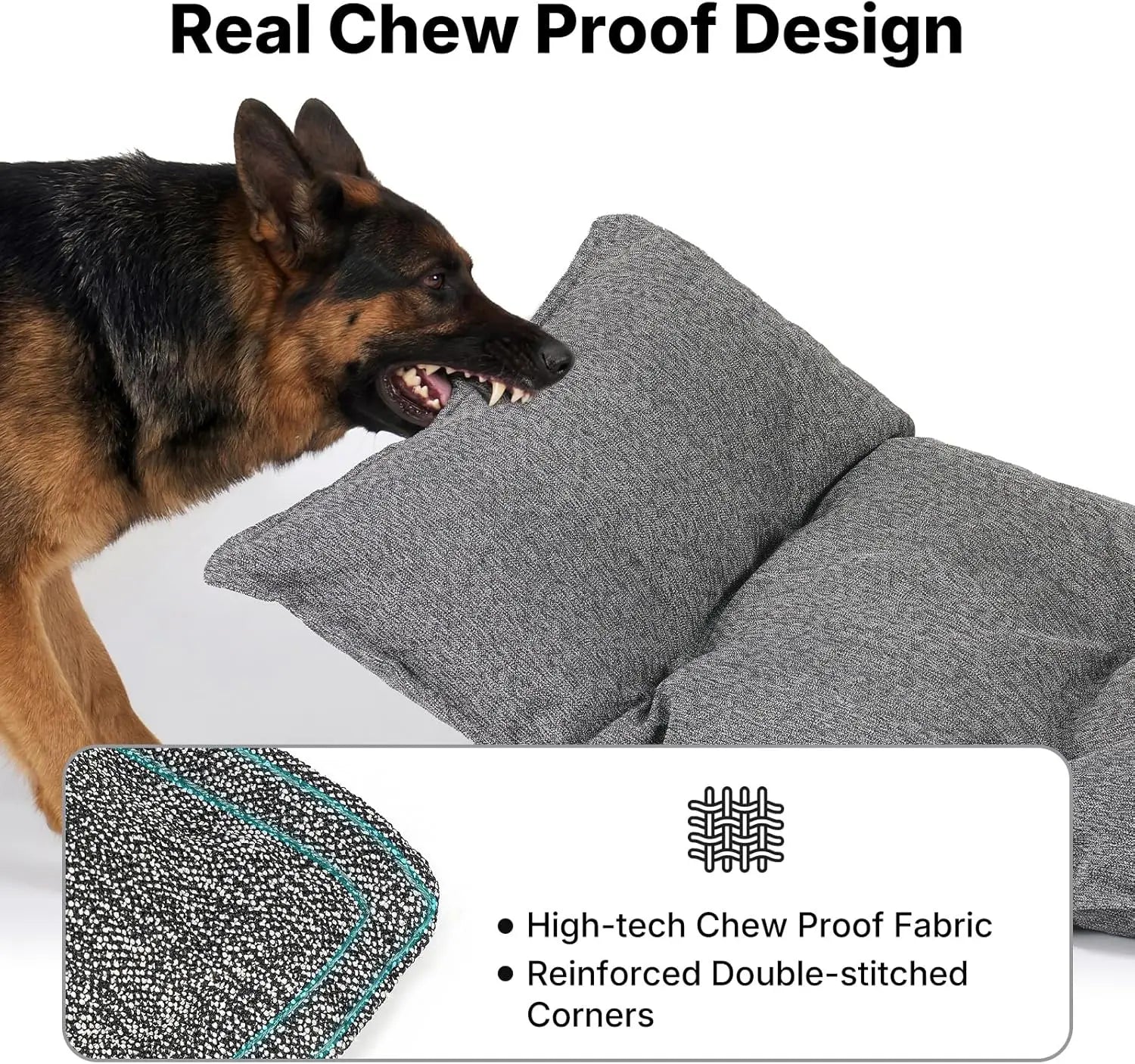 Veehoo Indestructible Dog Bed for Crates — Chew-Proof, Reinforced Corners | High-Loft Padding | Washable Pet Mat for Large Dogs | 4 Sizes