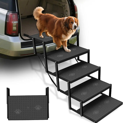 Foldable Dog Stairs for Car — 6-Step Pet Ramp | Anti-Slip, 220 lbs Capacity | Portable Steps for Large Dogs & Seniors