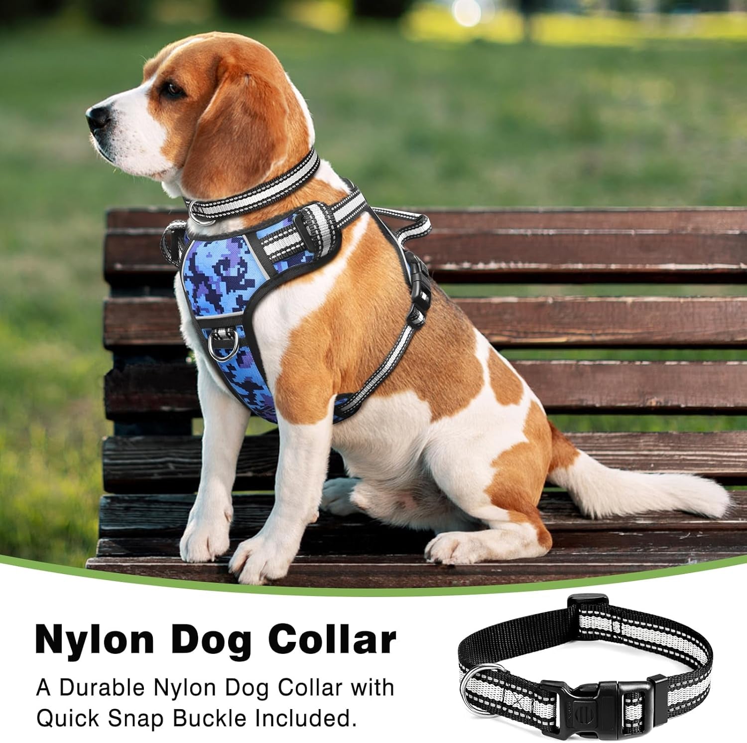 WINSEE No-Pull Dog Harness with Lockable Collar — Dual Front & Back Leash Clips, Reflective Straps & Top Handle | 1680D Oxford, Breathable Mesh | For Medium & Large Dogs