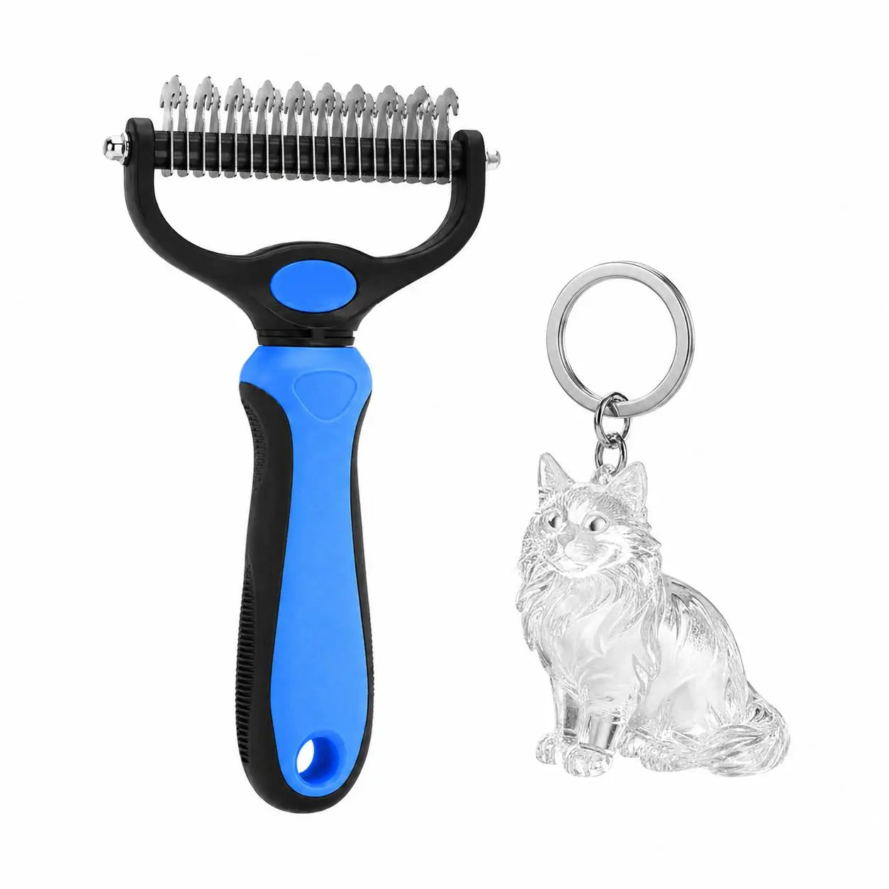 Pet Dematting Undercoat Rake — Double-Sided Deshedding Brush for Long-Haired Dogs & Cats | Pain-Free Tangle & Mat Remover | Reduces Shedding | For Huskies, Persians, Golden Retrievers & More