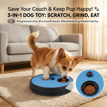 2-in-1 Dog Scratch Board & Slow Feeder Bowl — Natural Nail Filing Toy with Treat Dispenser | No Clippers Needed | Interactive Puzzle Toy for Bored & Anxious Dogs