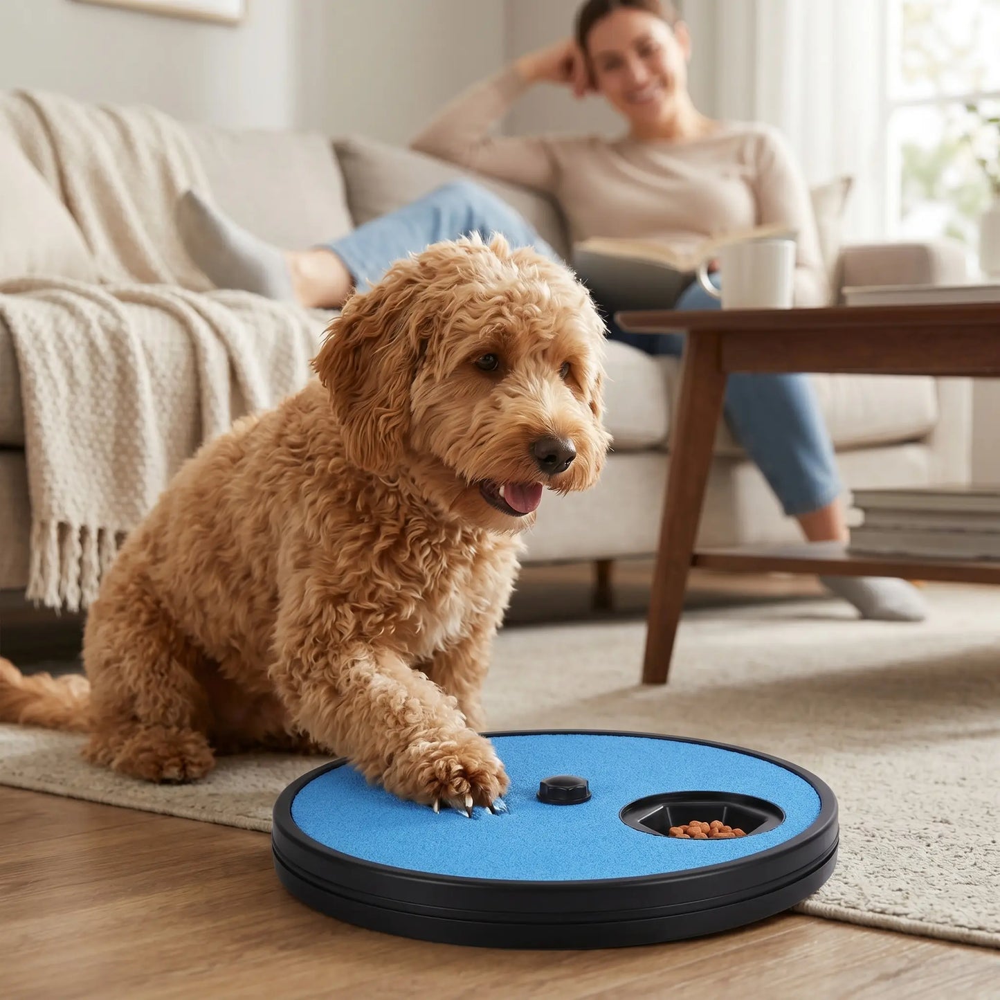 2-in-1 Dog Scratch Board & Slow Feeder Bowl — Natural Nail Filing Toy with Treat Dispenser | No Clippers Needed | Interactive Puzzle Toy for Bored & Anxious Dogs