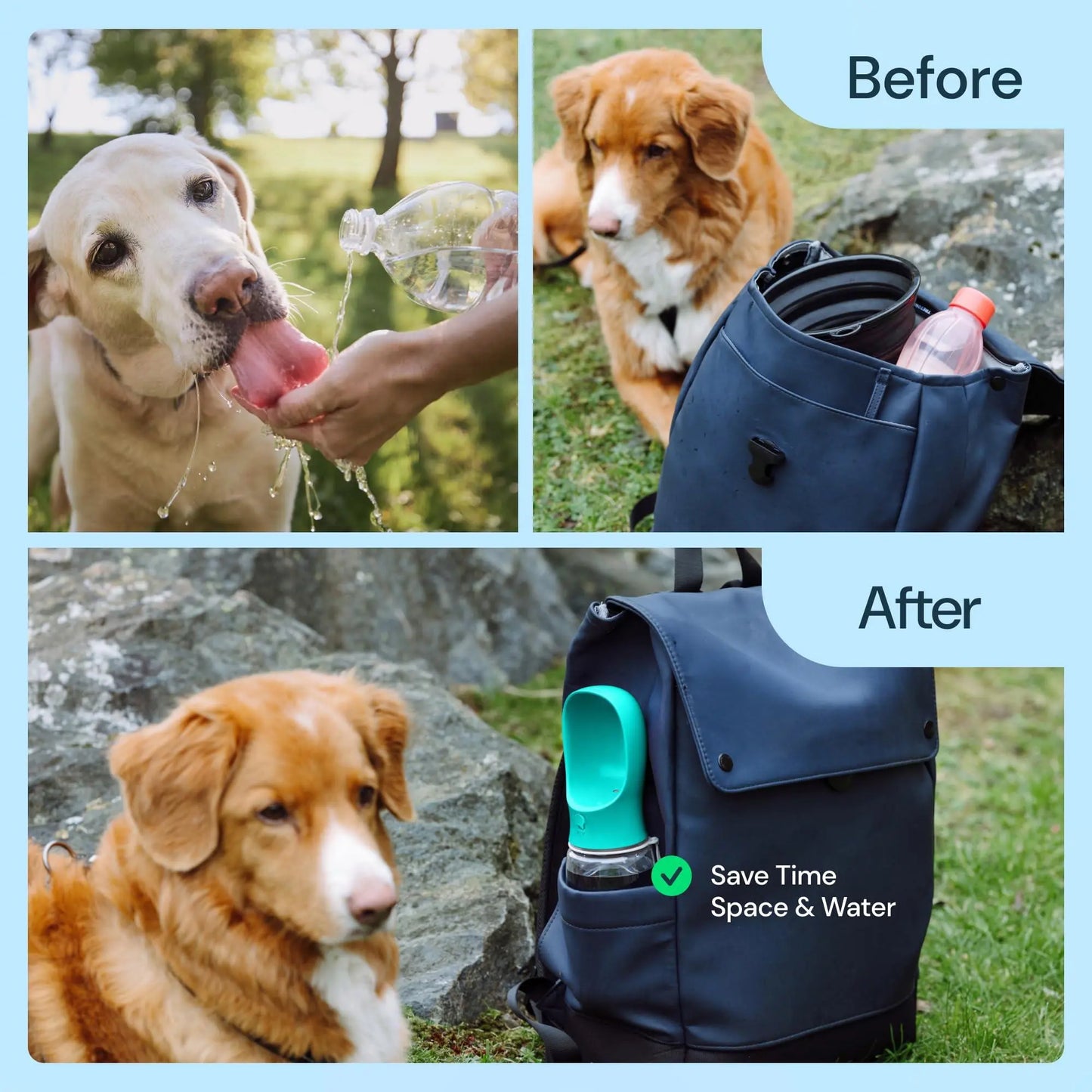Portable Dog Water Bottle — 19oz Leak-Proof Travel Dispenser with Big Trough & Water Recovery | One-Hand Operation | Food-Grade Plastic for Outdoor Walking, Hiking & Travel