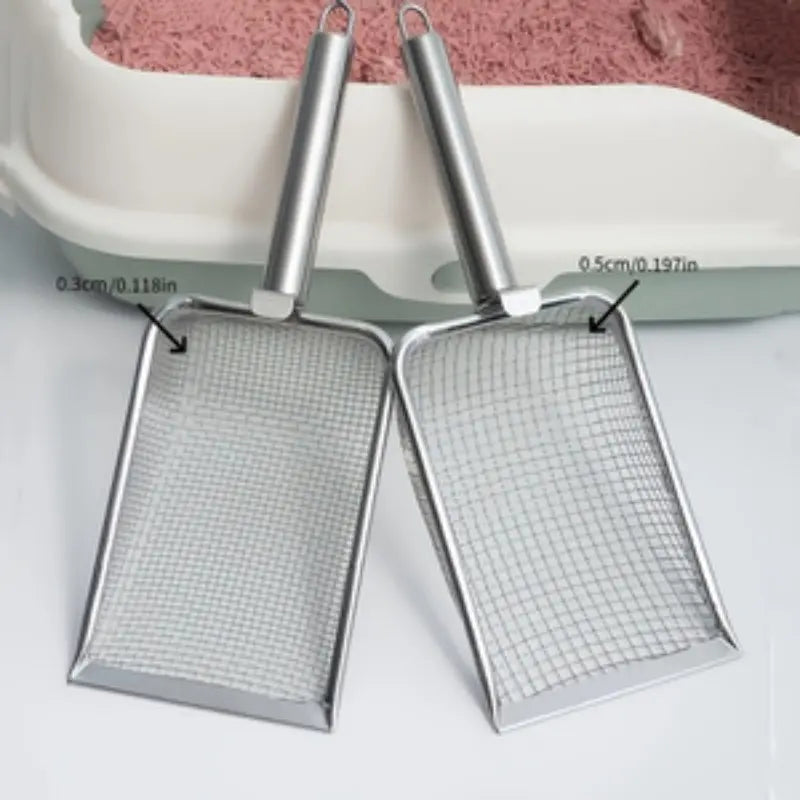 Stainless Steel Pet Waste Scoop — Cat Litter, Dog & Chicken Waste | Filter Net | Durable, Easy-Clean Multi-Purpose Pet Care Tool