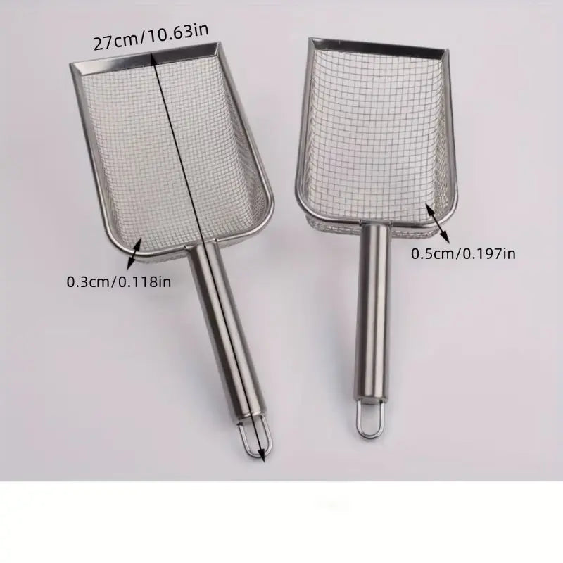 Stainless Steel Pet Waste Scoop — Cat Litter, Dog & Chicken Waste | Filter Net | Durable, Easy-Clean Multi-Purpose Pet Care Tool