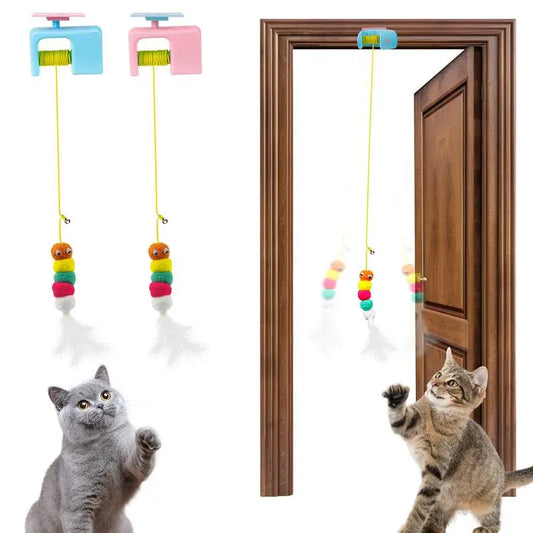 Rechargeable Hanging Door Cat Toy — Automatic Electric Flying Feather Wand | Elastic Rope & Replacement Toy Included | Interactive Chase & Exercise Toy for Kittens, Adult & Multi-Cat Households