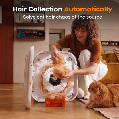 Pawswing Neo Cat Self-Groomer — 360° Hands-Free Brush for Shedding & Hairball Control | Tongue-Mimicking Bristles | Auto Fur Collection | No Batteries Needed
