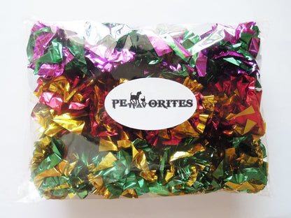 PETFAVORITES Mylar Crinkle Ball Cat Toys — 12 Pack | Soft, Lightweight & Irresistible Crinkle Sound | Interactive Chase & Bat Toy for Kittens & Adult Cats | 3 Metallic Color Sets