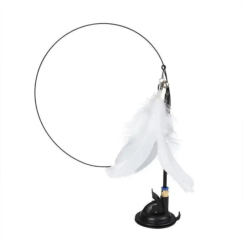 Suction Cup Feather Cat Toy — 2-in-1 Interactive Wand & Hands-Free Kitten Toy | Strong Suction Base for Floor, Wall & Window | Relieves Boredom & Anxiety