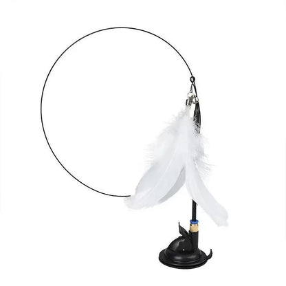 Suction Cup Feather Cat Toy — 2-in-1 Interactive Wand & Hands-Free Kitten Toy | Strong Suction Base for Floor, Wall & Window | Relieves Boredom & Anxiety