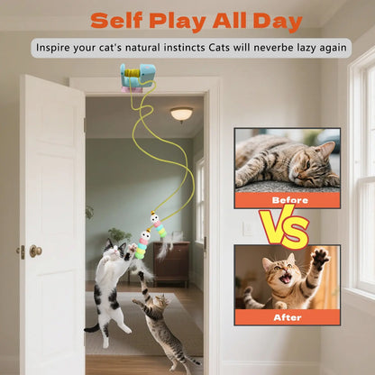 Rechargeable Hanging Door Cat Toy — Automatic Electric Flying Feather Wand | Elastic Rope & Replacement Toy Included | Interactive Chase & Exercise Toy for Kittens, Adult & Multi-Cat Households