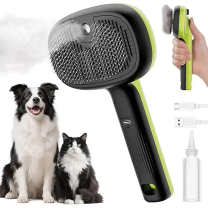 Pecute Cat Steam Brush — Self-Cleaning Grooming Brush with 2 Water Spray Modes & Large Capacity Tank | Reduces Shedding, Massages & Conditions Coat | Cool Mist | For Cats & Dogs
