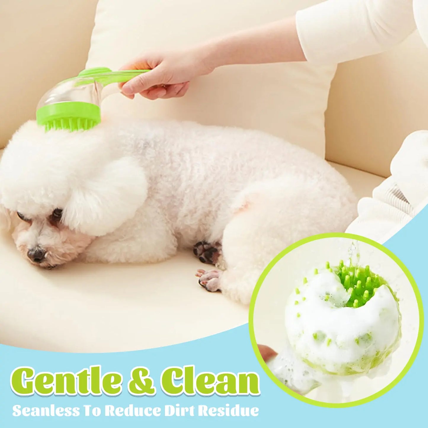 Pet Bath Brush with Built-In Shampoo Dispenser — Gentle Massage Grooming Tool for Dogs & Cats | Ergonomic Handle, Loose Fur Removal | For Long & Short Hair | Essential Bath Supply