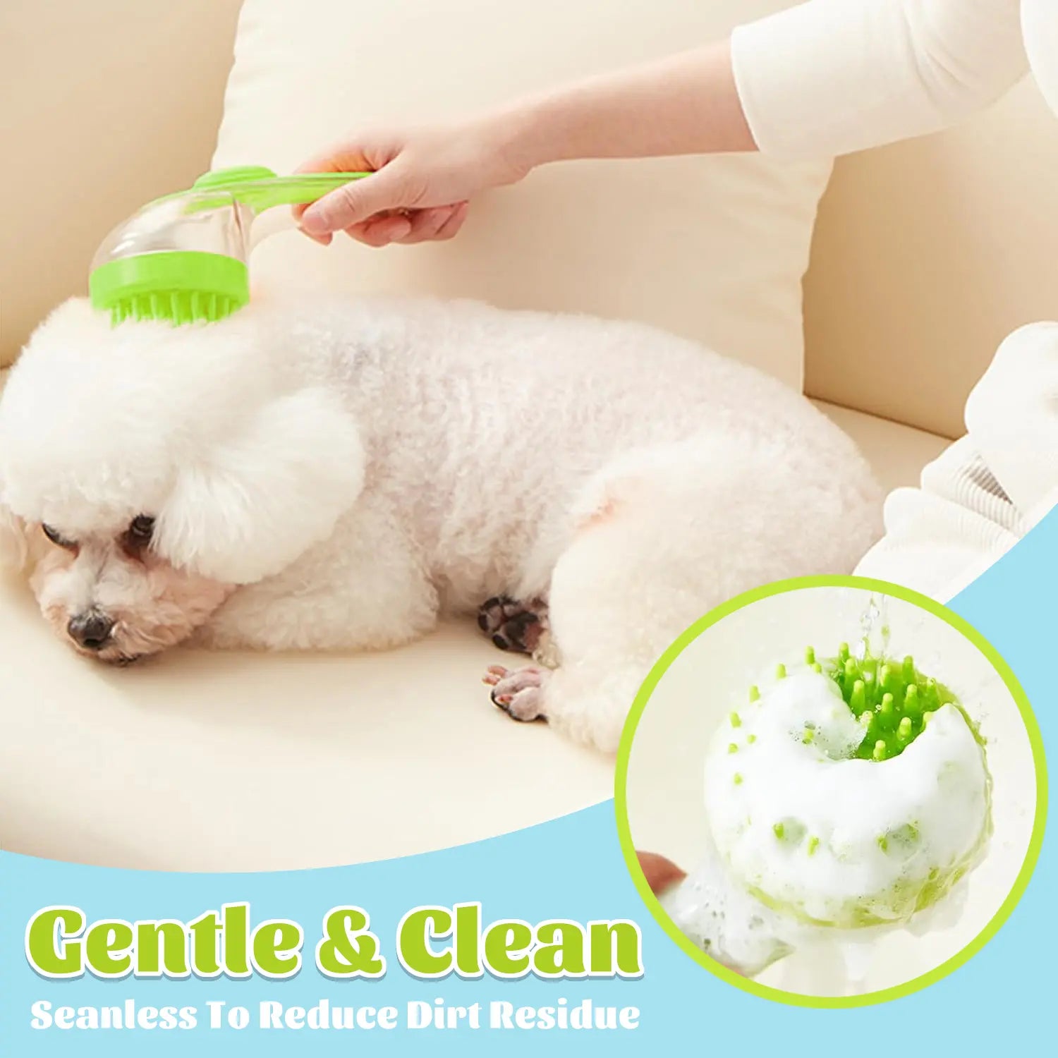 Pet Bath Brush with Built-In Shampoo Dispenser — Gentle Massage Grooming Tool for Dogs & Cats | Ergonomic Handle, Loose Fur Removal | For Long & Short Hair | Essential Bath Supply