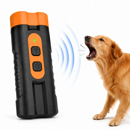 Rechargeable Dog Barking Deterrent — Ultrasonic Dual Emitter, 50ft Range | 25kHz Anti-Bark Control Tool | Indoor & Outdoor Use | Built-In Flashlight